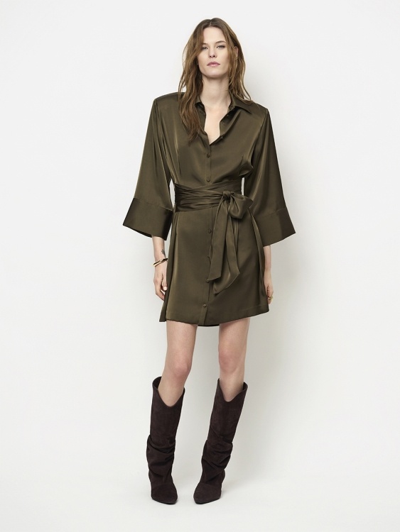 Noanne bold satin shirt-wrap dress