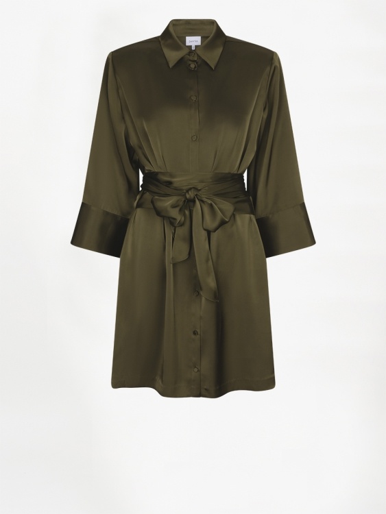 Noanne bold satin shirt-wrap dress