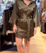 Noanne bold satin shirt-wrap dress