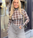 Casha printed check mesh top