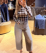 Casha printed check mesh top