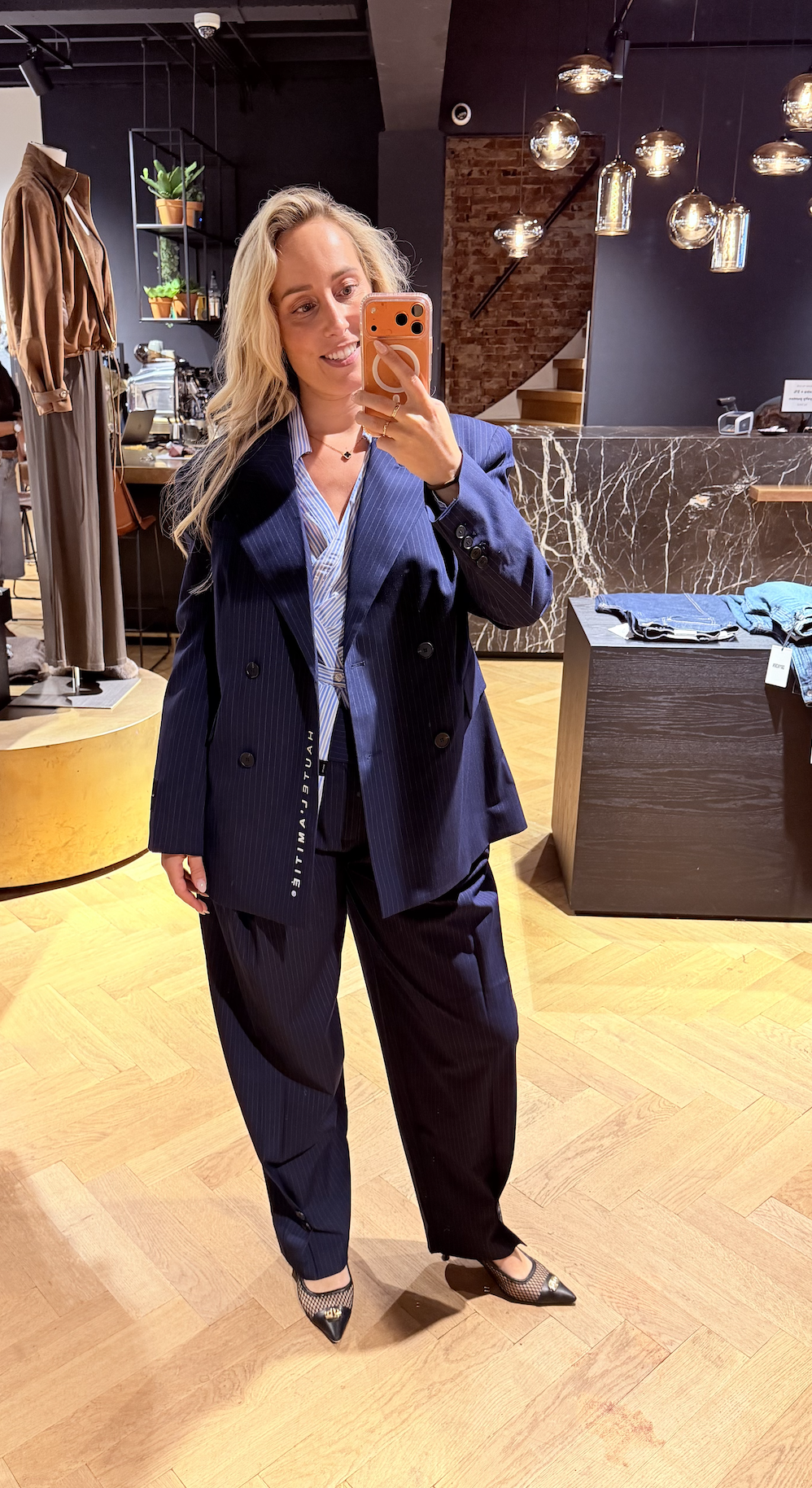 Navy Pin Waist Fit Blazer