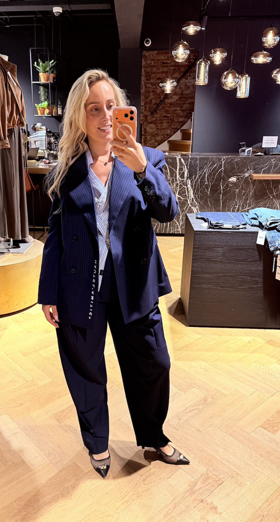 Navy Pin Waist Fit Blazer