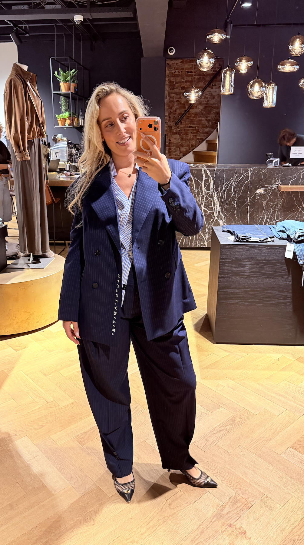 Navy Pin Pleat Tall Pant
