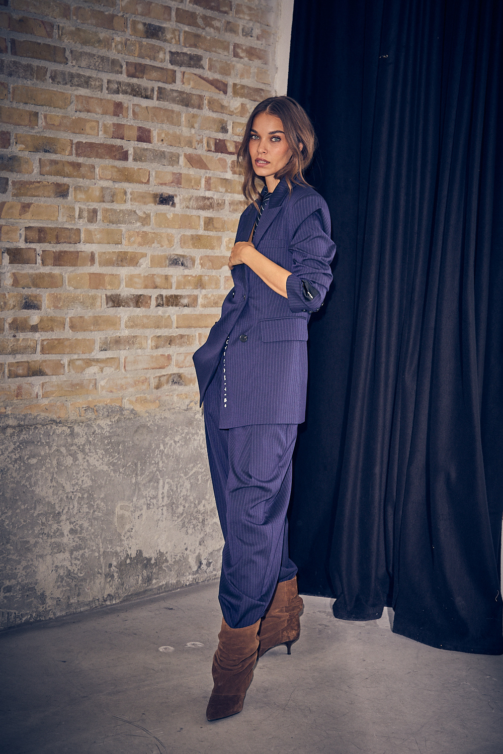 Navy Pin Pleat Tall Pant