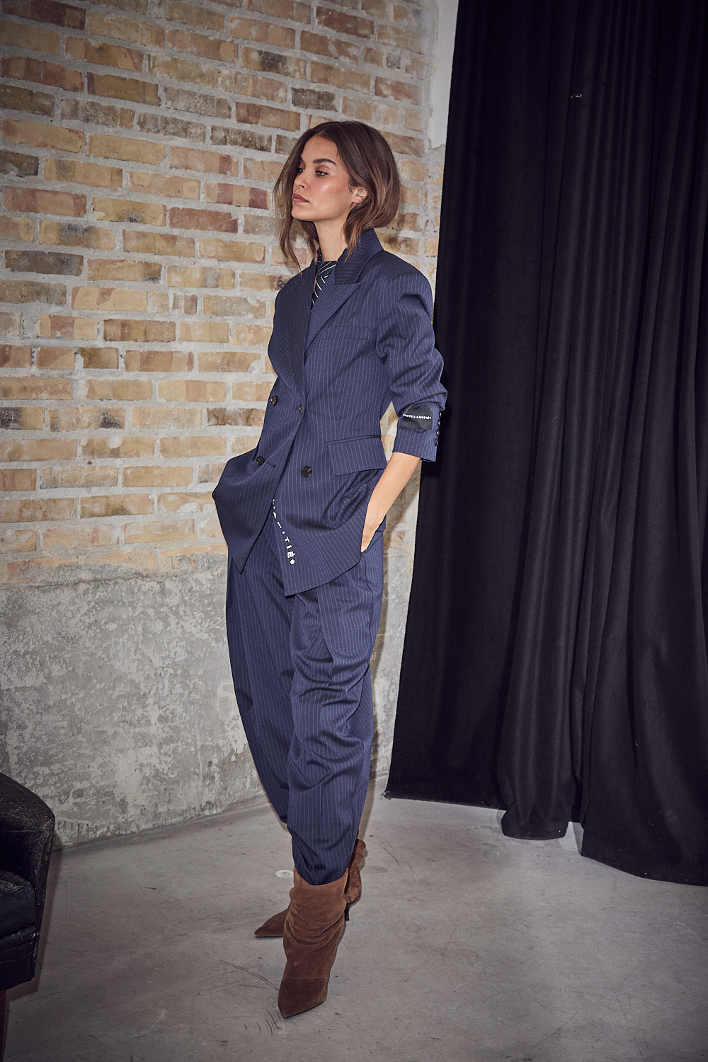 Haute L' Amitié Navy Pin Pleat Tall Pant