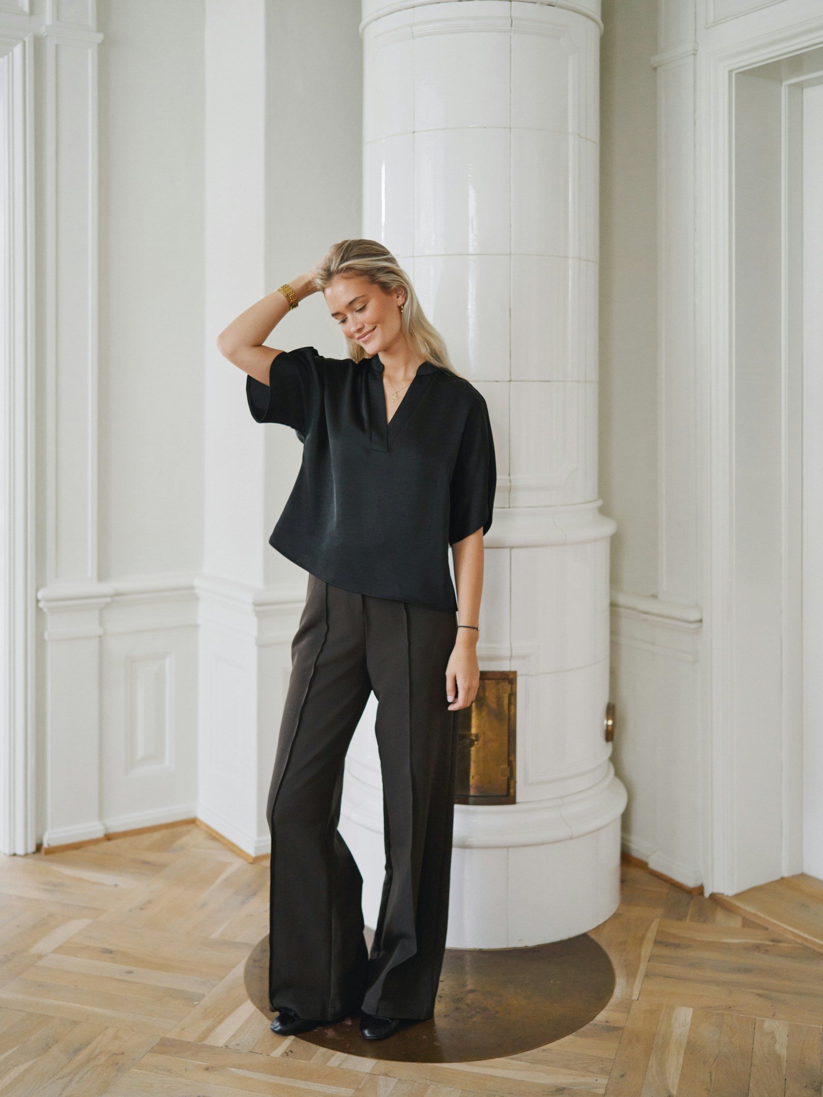 Neo Noir Anelle Heavy Sateen Blouse