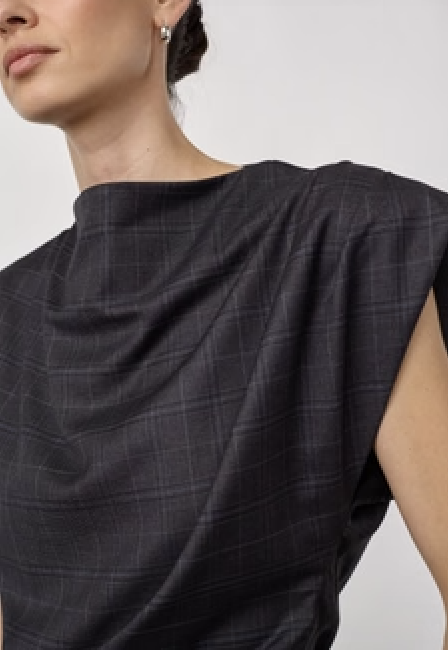 Elora Check Pleat Top