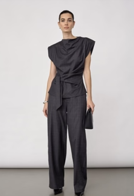 Elora Check Pleat Top