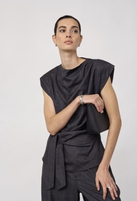 Elora Check Pleat Top