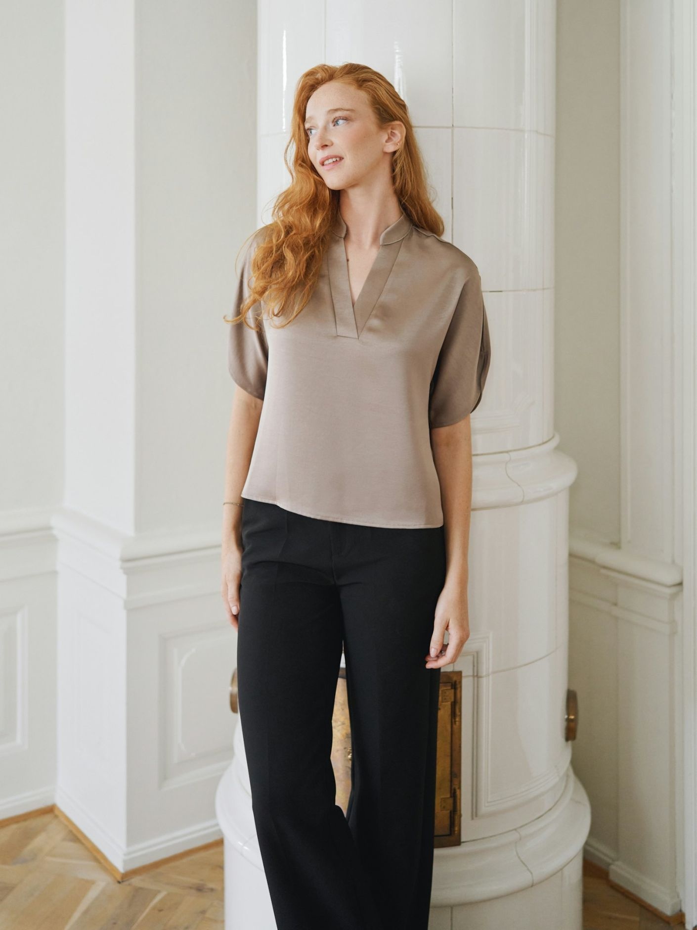 Anelle Heavy Sateen Blouse