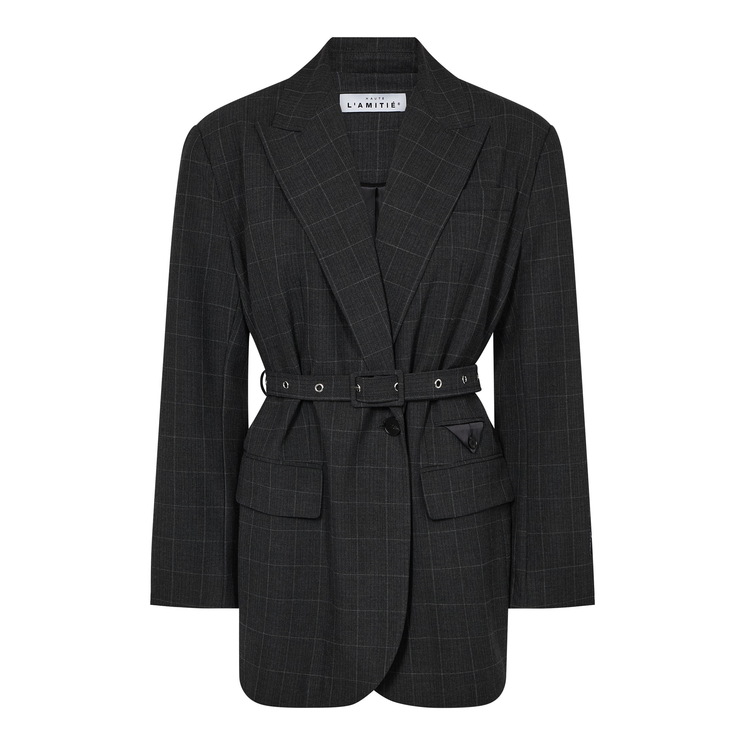 Smokey Check Oversize Belt Blazer