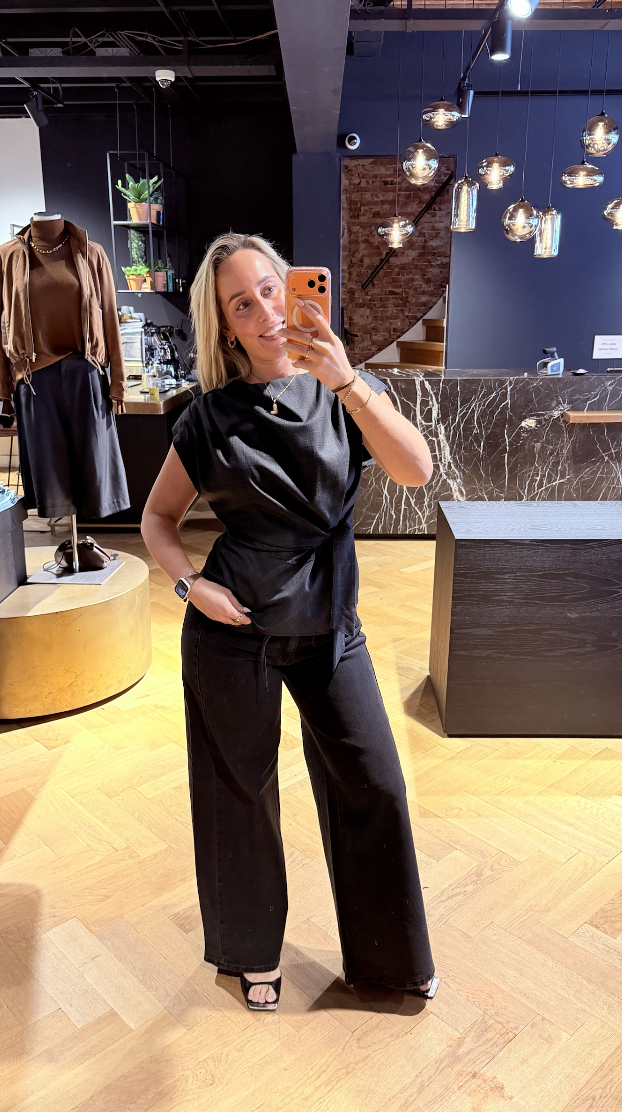 Elora Check Pleat Top