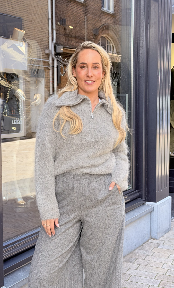 Emyla zip sweater Heather Grey