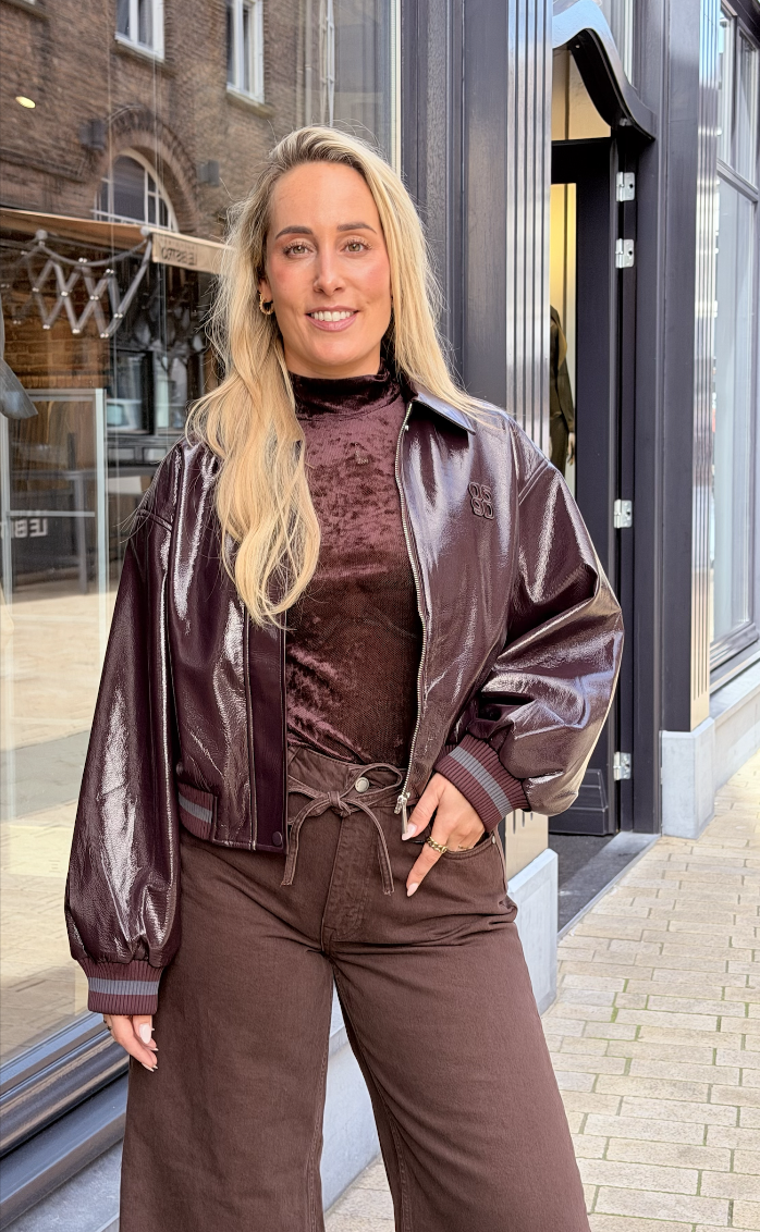 Olya velvet mesh jersey top