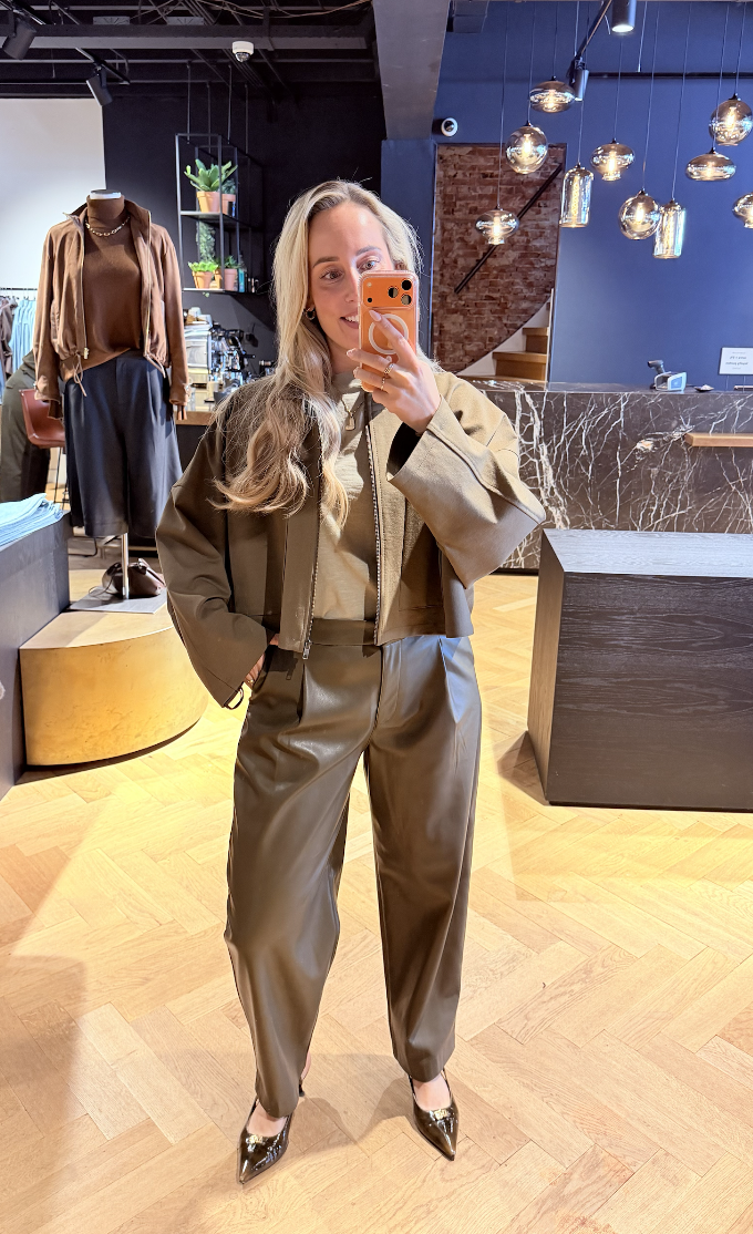 Minora faux leather barrel pants