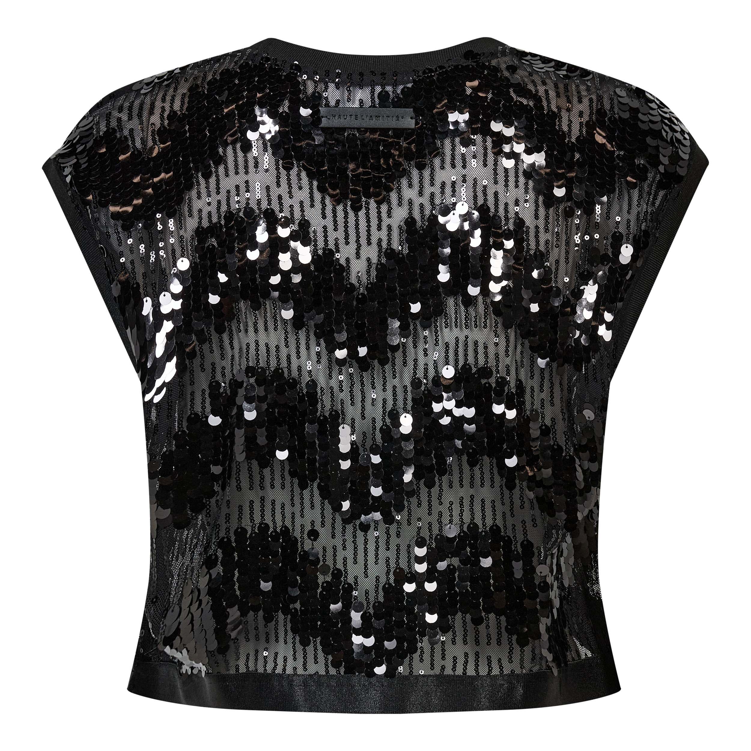 Mirror Sequin Crop Top Black