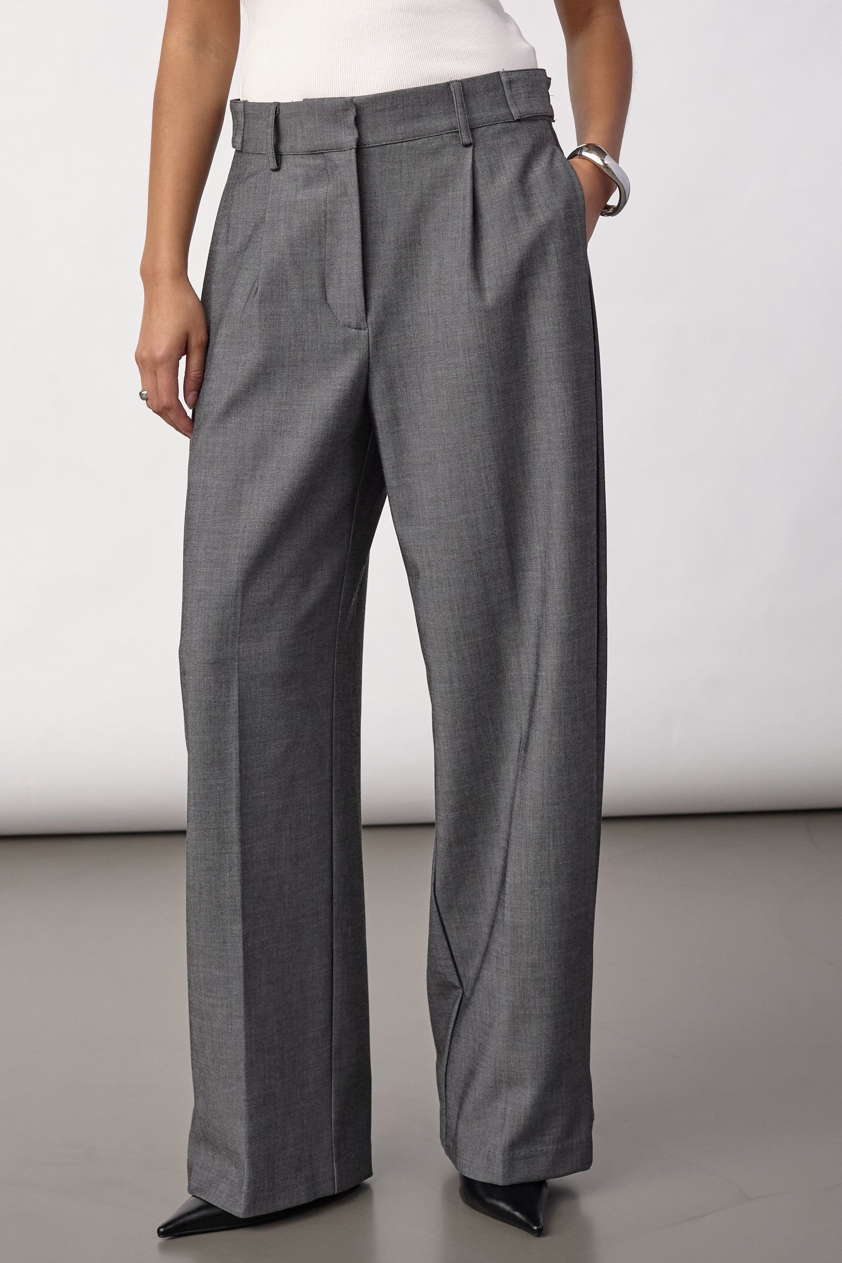 Jacky Pleat Pant Mid Grey