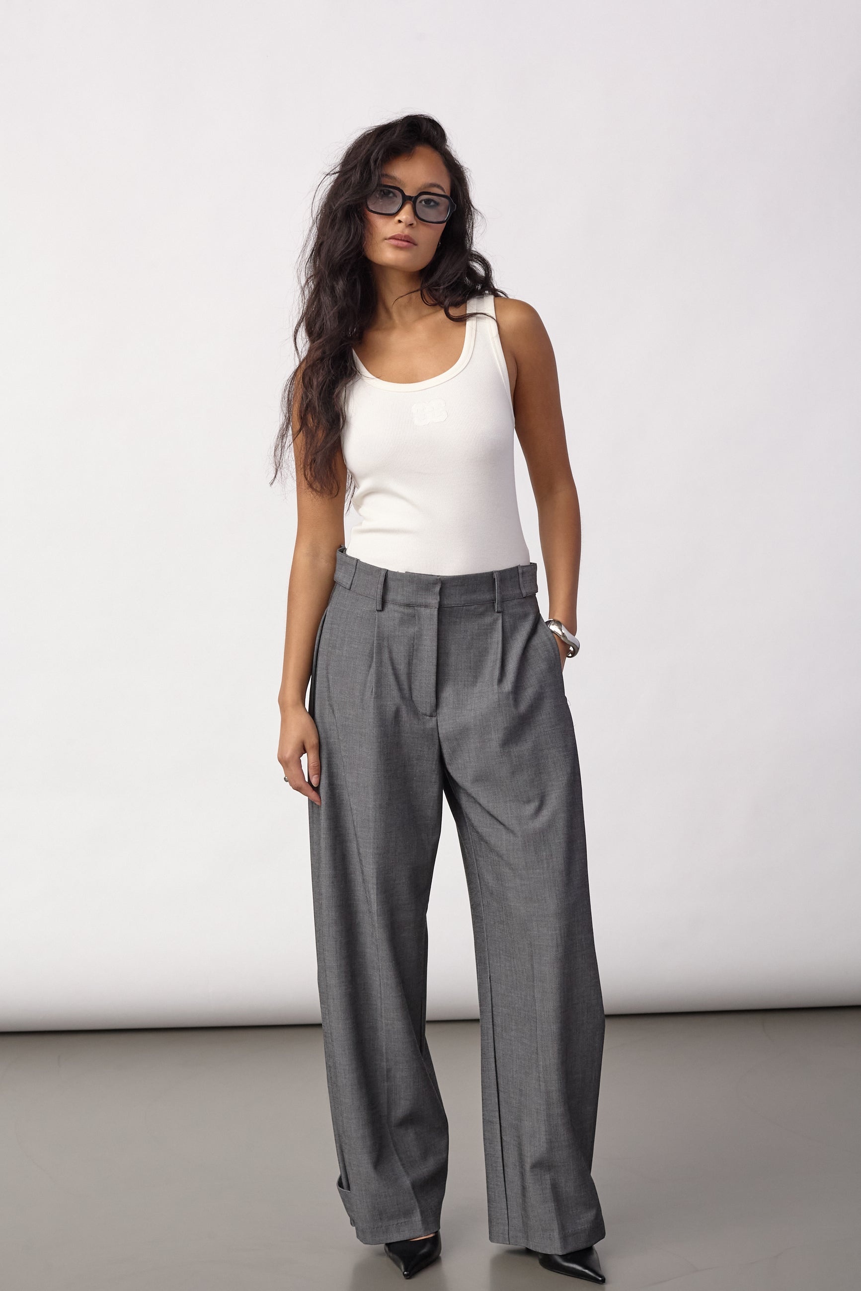 Jacky Pleat Pant Mid Grey