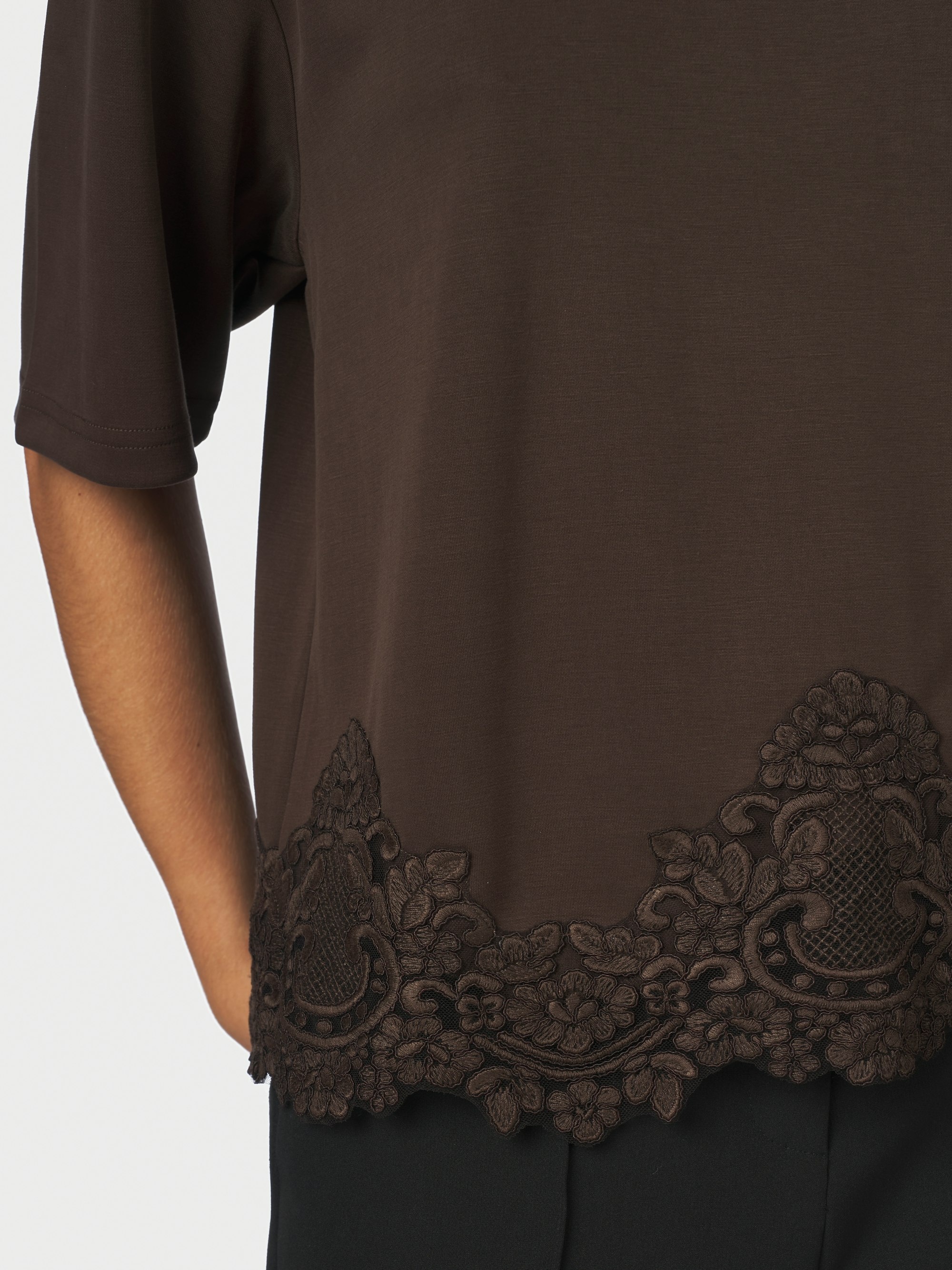 Iria Lace Tee Brown