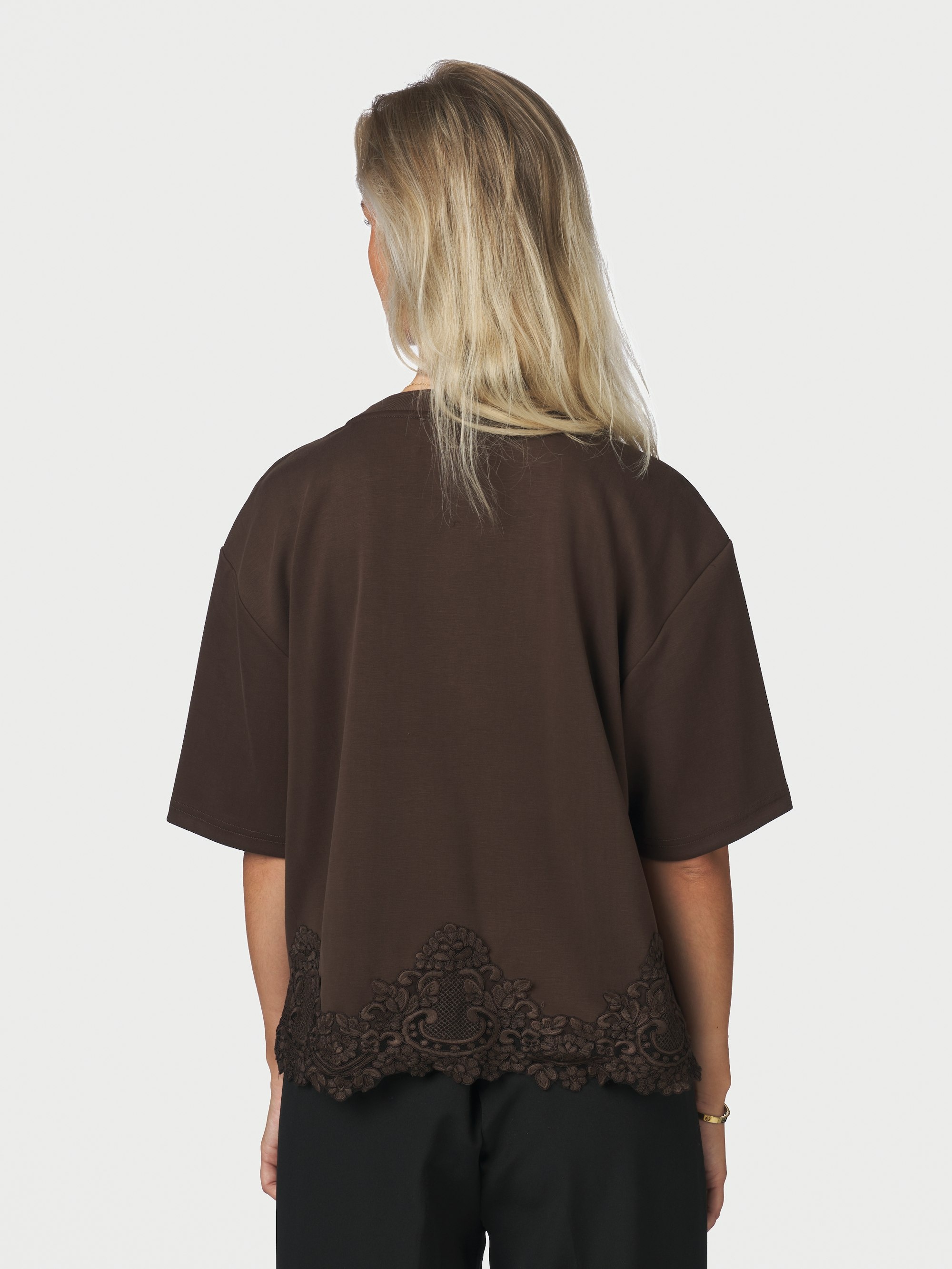 Iria Lace Tee Brown