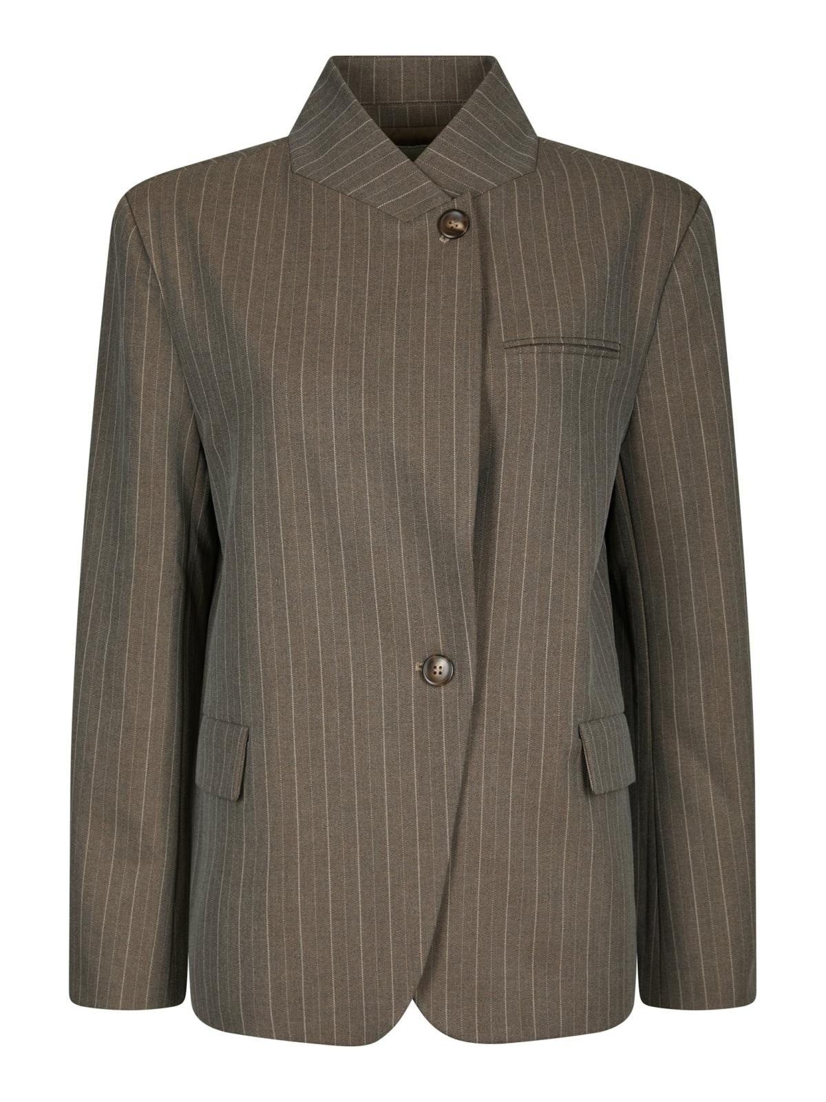 Nerine Pinstripe Blazer Dark Taupe
