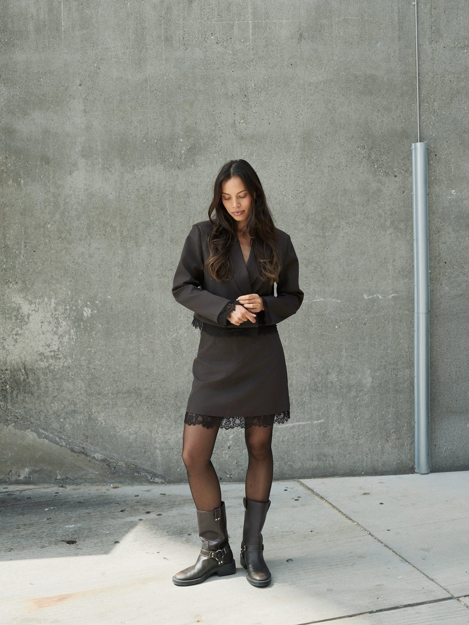 Neo Noir Brigitte Structure Lace Skirt