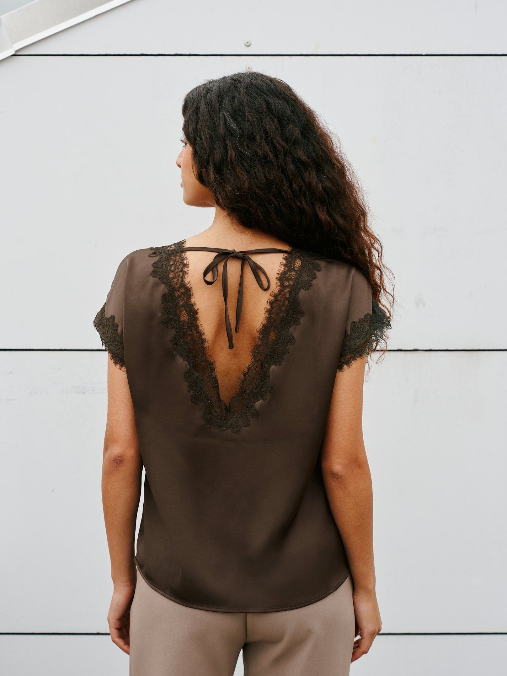 Neo Noir Benera Heavy Sateen Lace Blouse