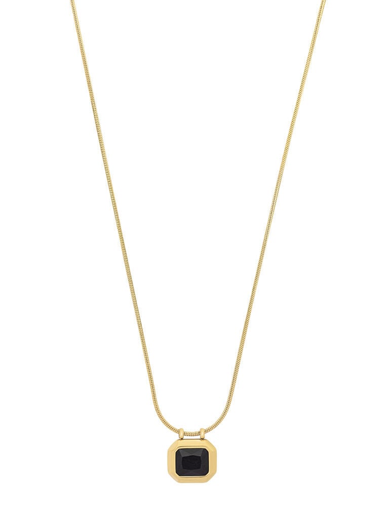 Ketting met zwarte facet geslepen hanger