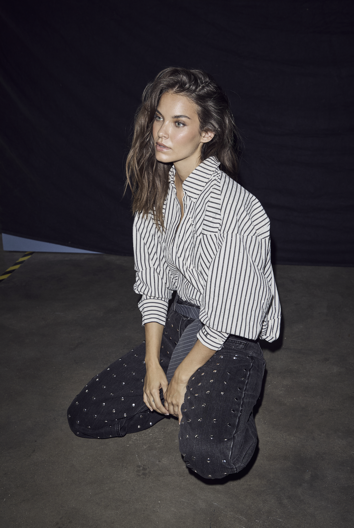 Haute L' Amitié Sophie Mono Stripe Stone Shirt