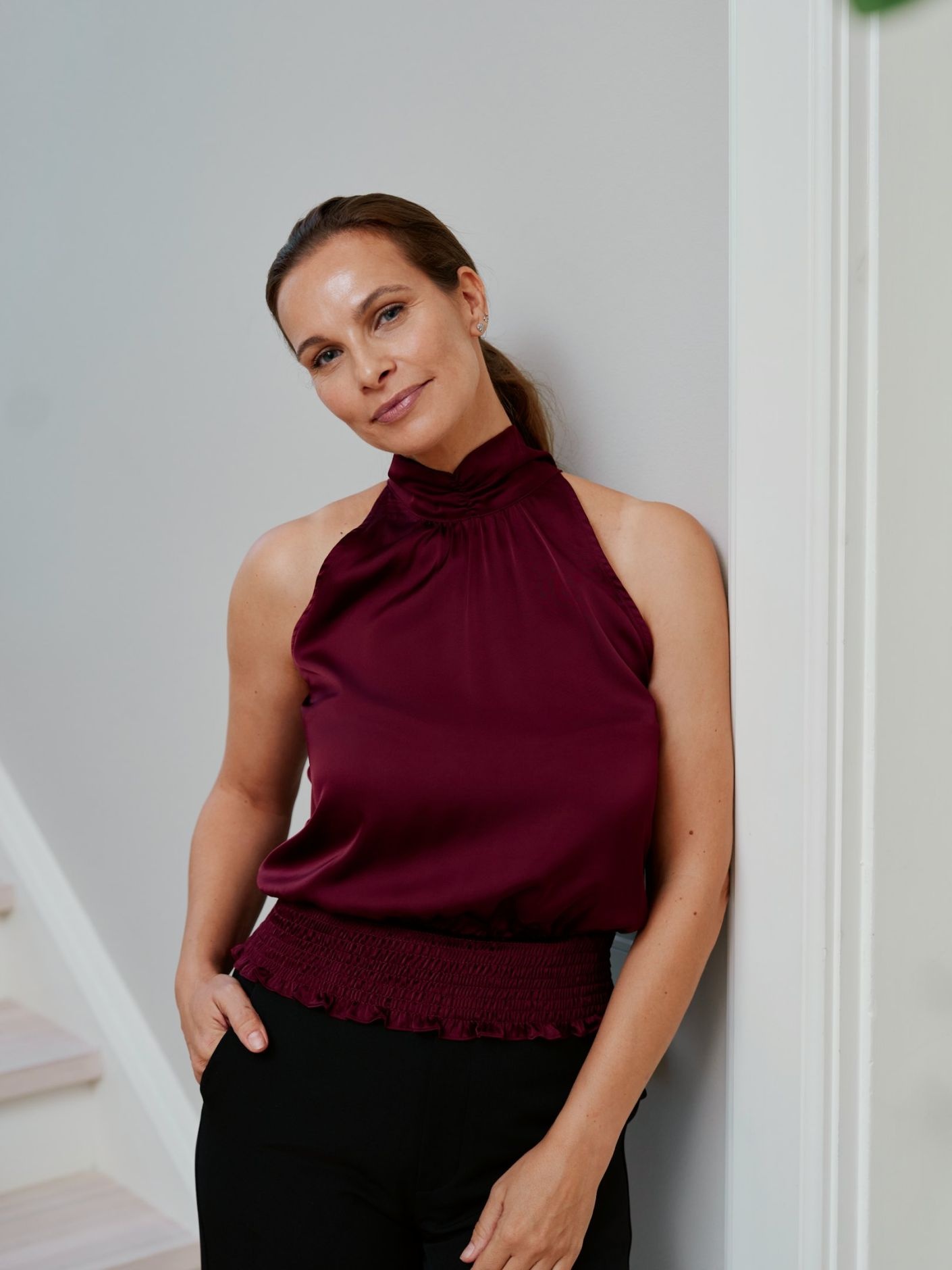 Neo Noir Jos Drapy Satin Top