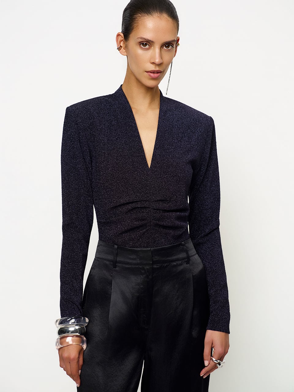 Dante 6 Healey lurex V-neck bodysuit