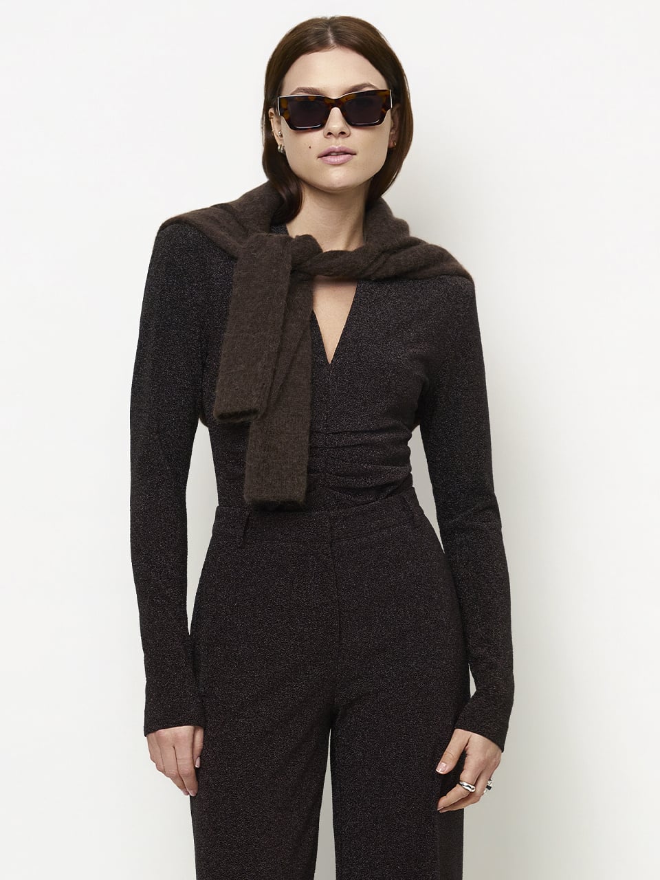 Dante 6 Healey lurex V-neck bodysuit