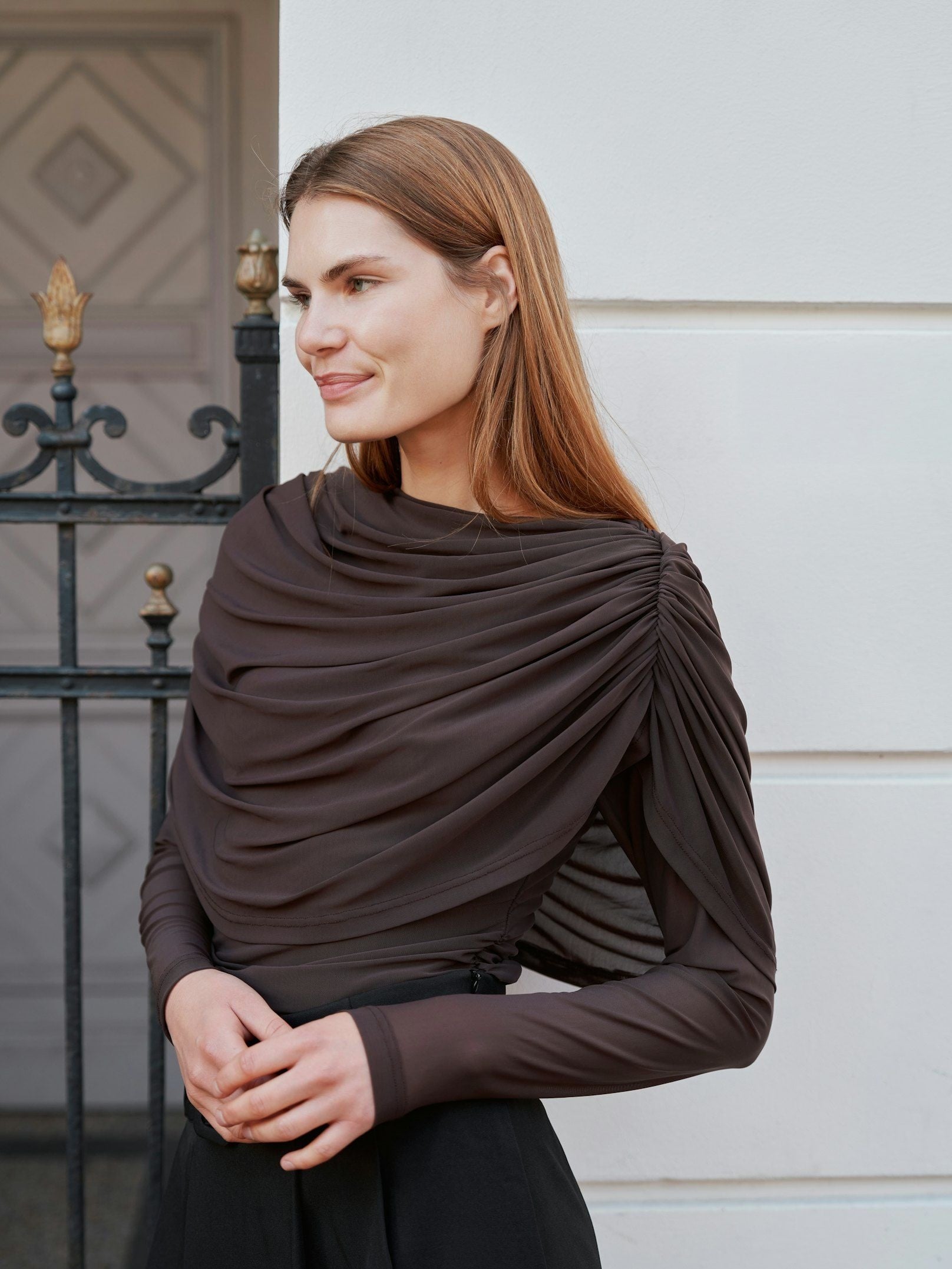 Neo Noir Lottuna Drapy Mesh Blouse