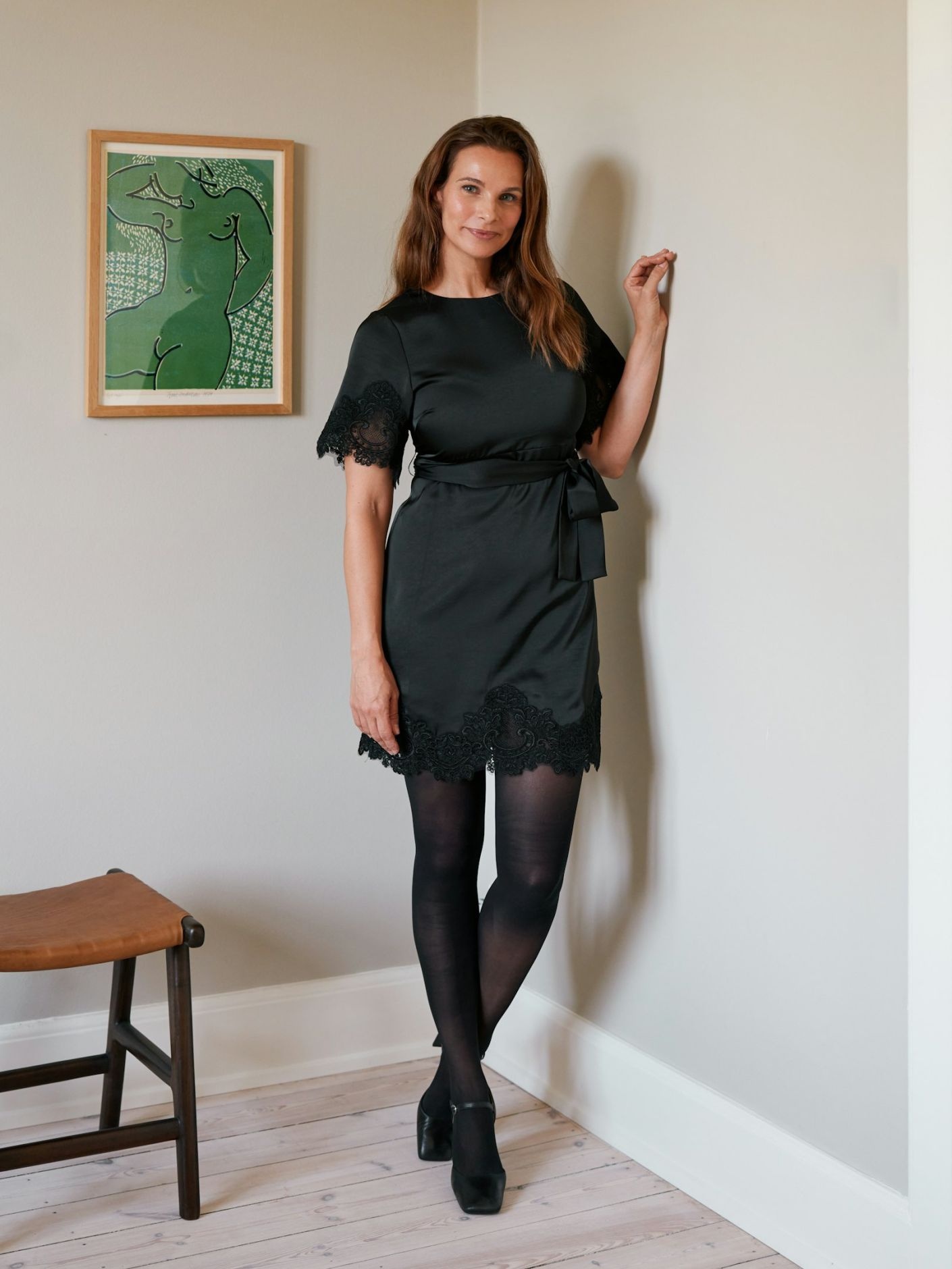 Neo Noir Xelina Satin Lace Dress