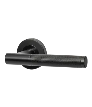 Doorhandle black round luxo
