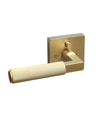 Deurklink goud geribbeld vierkant