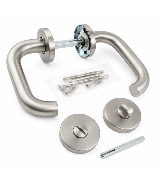 Door handle stainless steel classic round wc