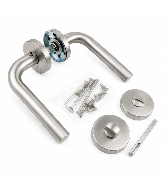 Door handle stainless steel curved round wc
