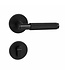 Black fine knurled door handle wc