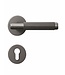 Deurklink gunmetal fijn geribbeld rond