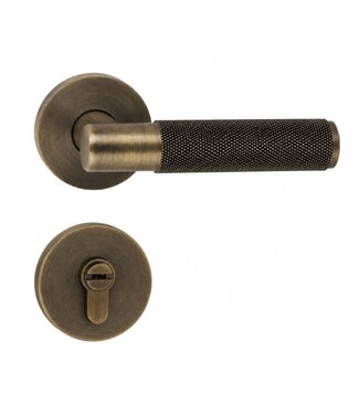 Bronze knurled door handle round cylinder