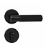 Black knurled door handle round cylinder