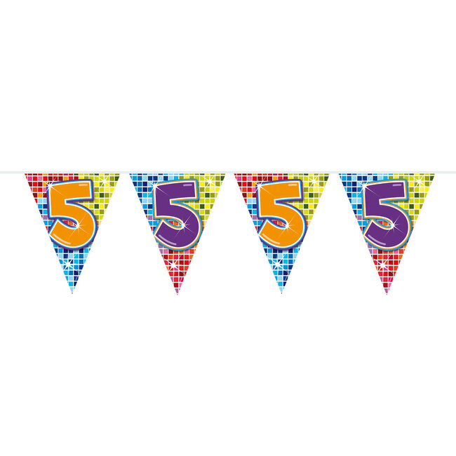 5 Jaar Mini Vlaggenlijn Birthday Blocks - 3 meter