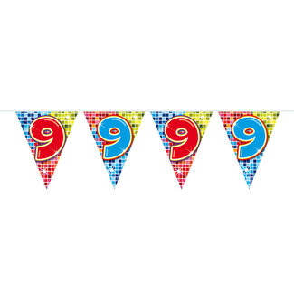 Folat 9 Jaar Mini Vlaggenlijn Birthday Blocks - 3 meter