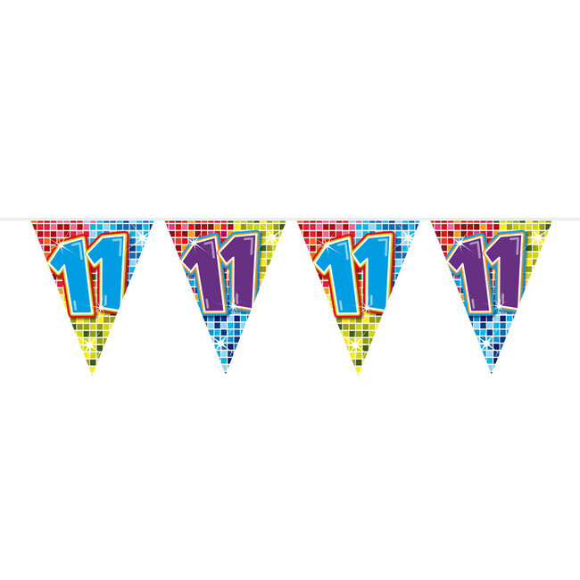 11 Jaar Mini Vlaggenlijn Birthday Blocks - 3 meter