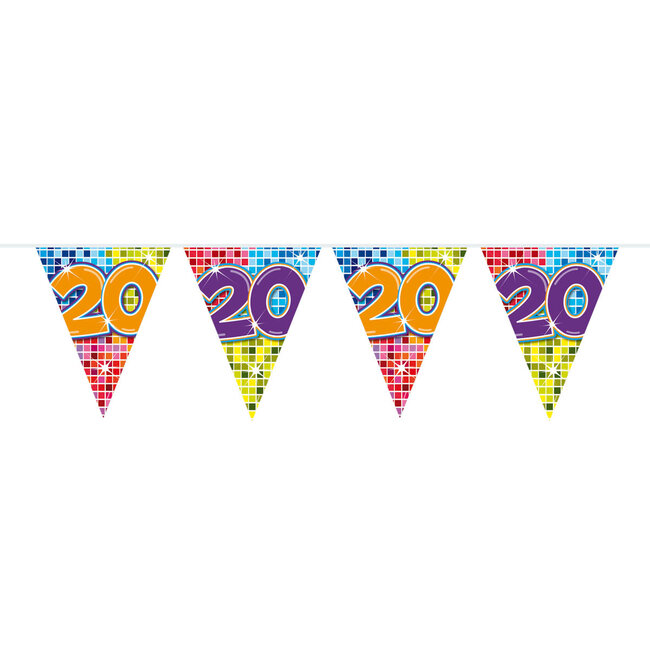 20 Jaar Mini Vlaggenlijn Birthday Blocks - 3 meter