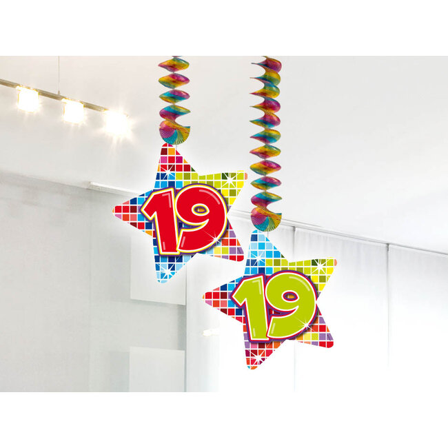 Spiraalversiering Birthday Blocks 19 jaar - 2 stuks