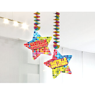 Folat Spiraalversiering Birthday Blocks Hartelijk Gefeliciteerd - 2 stuks