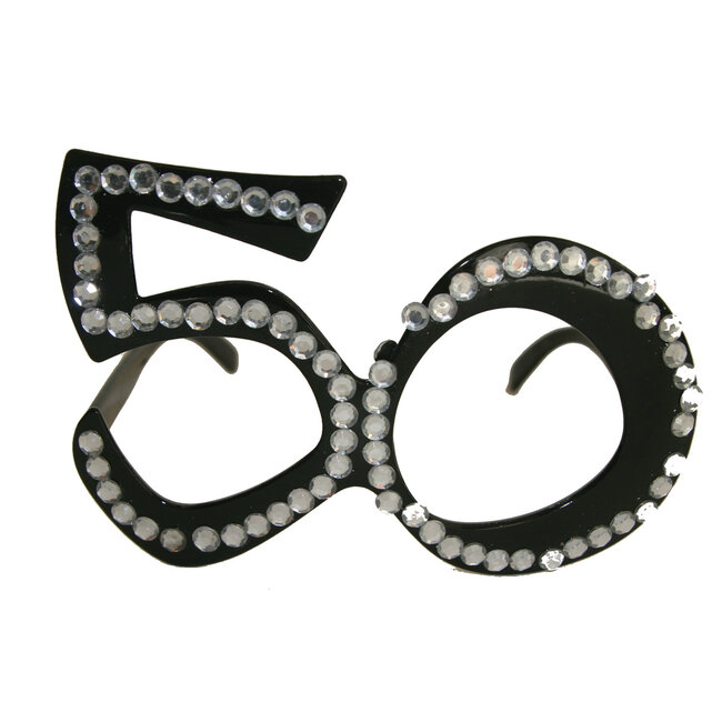 50 Jaar Zwarte Bril met Diamantframe